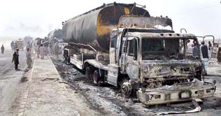 Miscreants torch NATO oil tanker in Peshawar